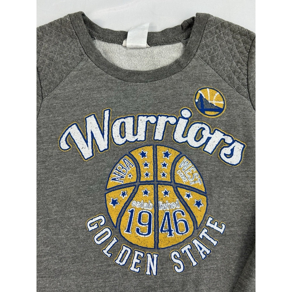 NBA Golden‎ State Warriors Gray Pullover Sweatshirt Quilted Crew Neck Women's S